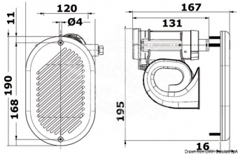 Osculati 21.455.24 - Электропневматический горн HURRICANE со встроенным компрессором и решеткой Хром 24V 