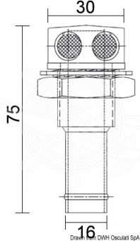 Osculati 20.287.80 - Вентиляционная головка топливного бака из нержавеющей стали зеркальной полировки 16 мм Прямой патрубок 