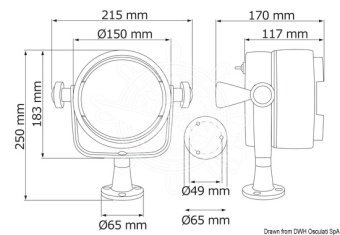 Osculati 13.240.01 - Прожектор галогенный Night Eye 24В 100+100Вт 400м