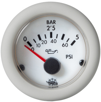 Индикатор давления масла GUARDIAN 0-5 бар, белый циферблат, белая оправа