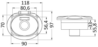 Osculati 15.303.60 - Палубный душ Elissa с лейкой Tiger и нейлоновым шлангом 2,5м в корпусе из нержавеющей стали AISI316