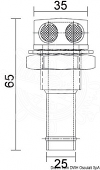 Osculati 20.287.81 - Вентиляционная головка топливного бака из нержавеющей стали зеркальной полировки 25 мм Прямой патрубок 