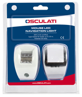 Osculati 11.038.22 - Бортовой огонь светодиодный Mouse зелёный 112,5° 12 В 0,4 Вт 77 x 54 x 39 мм видимость до 2 миль из нержавеющей стали