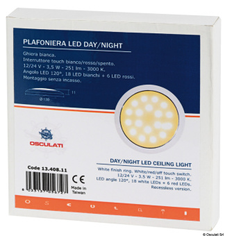 Osculati 13.408.11 - Накладной LED светильник день/ночь 12/24В 3.5Вт 251Лм белый пластик