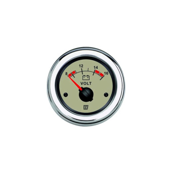 Vetus VLT12N - Вольтметр, белый, 12 В (10-16В), монтажное отверстие Ø 52 мм