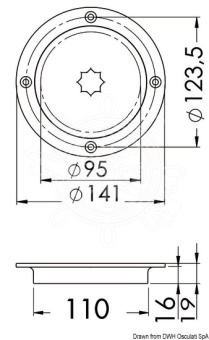 Osculati 20.100.20 - Инспекционный герметичный люк из нержавеющей стали AISI 316 95 мм