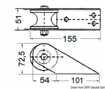 Компактный носовой роульс Osculati 155x51x72 мм
