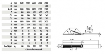 Встраиваемый гидравлический трап BESENZONI Pl374 1600, 1980, 2200, 2500, 2700 мм