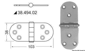 Osculati 38.494.02 - Фрикционная петля из полированной нержавеющей стали 103x38x2 мм (3 шт)