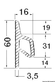 Osculati 66.021.03 - Профиль 3.5x60x16 мм темно-серый RAL 7012 (24 м)