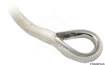 Osculati 06.443.73 - Сплесненный швартовочный трос Mooring line Ø16ммx11м 2840кг из белого полиэфира с коушем из нержавеющей стали