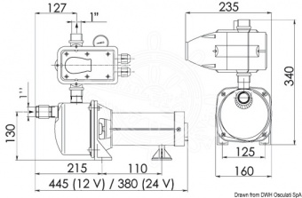 Osculati 16.064.12 - Автоматические насосы водоснабжения CEM с электронным управлением 55 л/мин 12V 28Amp B 