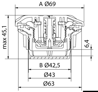 Osculati 66.446.35 -Серый клапан для накачивания с возможностью замены корпуса