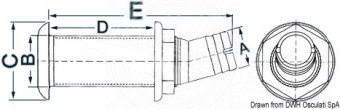 Osculati 17.331.06 - Штуцер угловой с наружной кромкой из нержавеющей стали 15° 38 мм x 2"1/4 с обратным клапаном