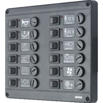 Vetus P12F12 Switch panel type P12 with 12 fuses, 12 V