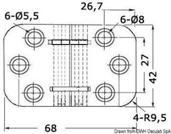 Osculati 38.460.79 - Петля универсальная из полированной нержавеющей стали 68x42x2 мм (2 шт)