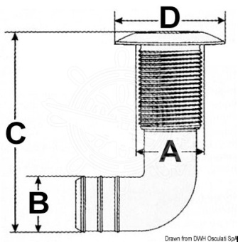 Osculati 17.396.02 - Патрубок слива в море 3/4 " с коленом 90 ° (10 шт)