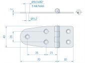 Плоская петля из нержавеющей стали ROCA 100 x 39 мм