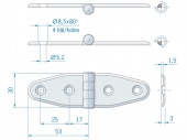 Плоская петля из нержавеющей стали ROCA 106 x 30 мм