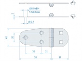 Плоская петля из нержавеющей стали ROCA 107 x 40 мм