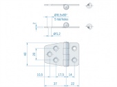 Плоская петля из нержавеющей стали ROCA 59 x 40 мм