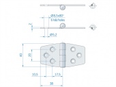 Плоская петля из нержавеющей стали ROCA 76 x 40 мм