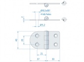 Круглая/прямая плоская петля из нержавеющей стали ROCA 67 x 40 мм