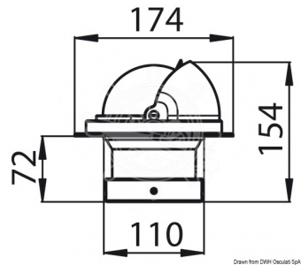 Osculati 25.028.19 - Компас Riviera с картушкой 4" (100 мм), Врезная модель со ступенчатым колпаком, Картушка с боковой шкалой, для тихоходных и быстроходных судов (свыше 25 узлов), Белый-черный 