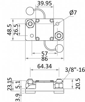 Osculati 02.753.12 - Автоматический выключатель для защиты лебедки, подруливающего устройства и привода трапа-сходни 120 A 