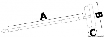 Osculati 36.191.02 - Телескопическая щетка MAFRAST из анодированного алюминия с фитингом для подачи воды 117/180 см с двумя углами 